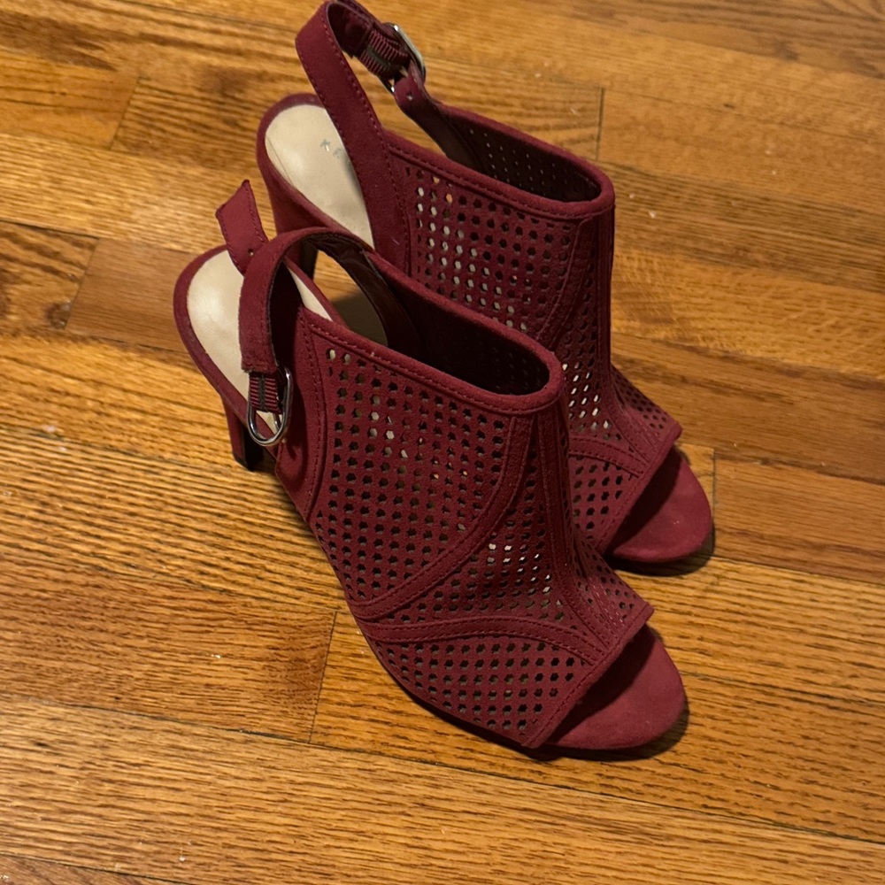 Kelly & Katie Burgundy Peep-Toe Heels